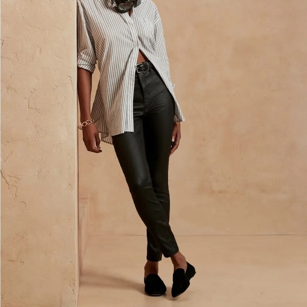 Banana Republic high rise coated skinny jeans